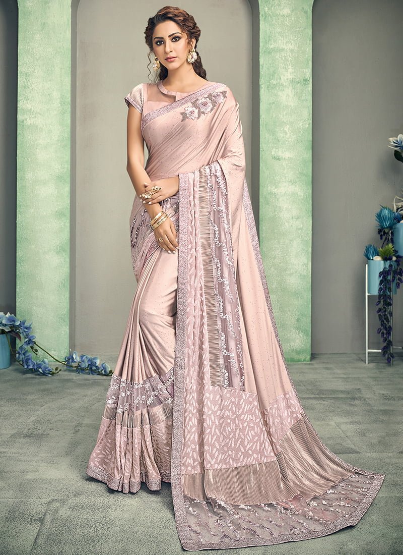 Buy Light Grey Net Party Wear Saree With Net Blouse Online - SARV03625 |  Andaaz Fashion