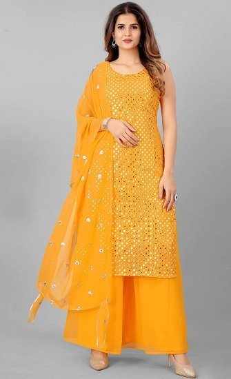 Buy Aarika Girls Yellow-Multi Color Silk Mirror Work Kurti Patiala Set  Online at Best Prices in India - JioMart.