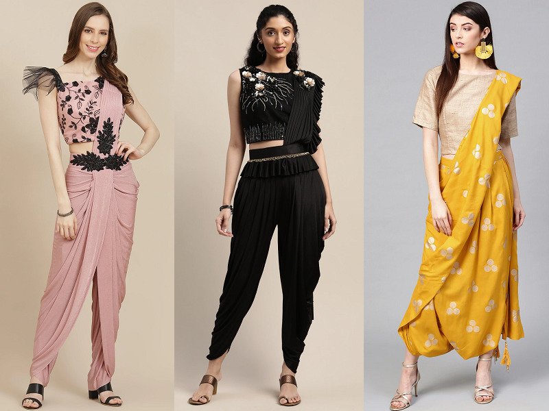 Beautiful Designs of Dhoti Sarees For Women in Fashion 1