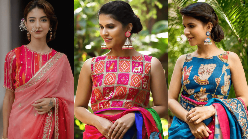 High Neck Blouse Designs for Silk Sarees