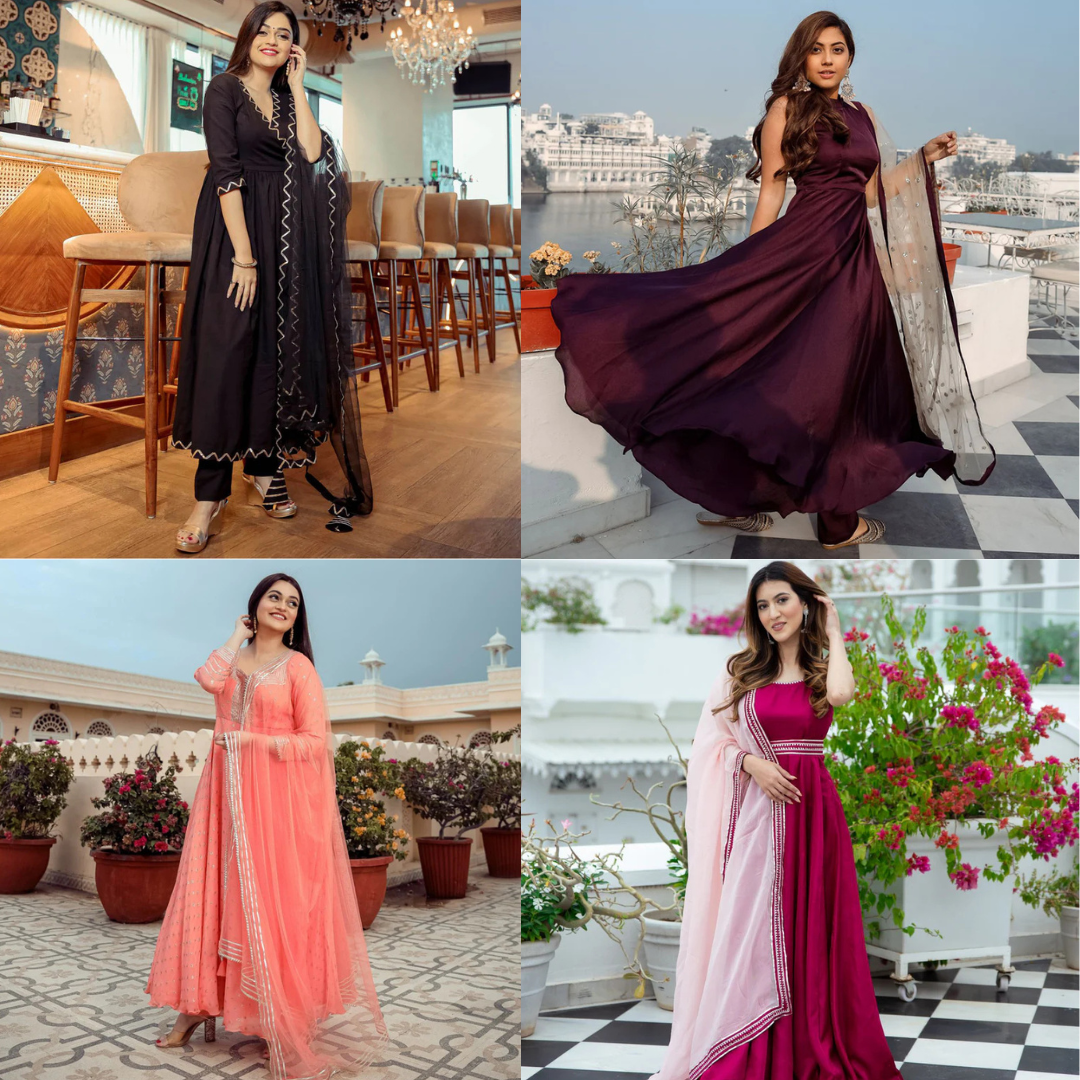 Anarkali suits design 2025 featuring modern silhouettes, intricate embroidery, vibrant colors, and luxurious fabrics like silk and georgette."