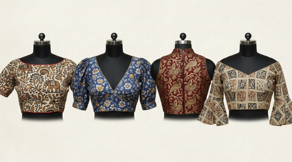 Stylish Kalamkari Blouse Designs Stylish Kalamkari Blouse Designs